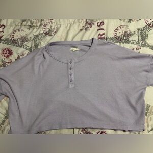 Aeropostale waffle knit crop top XL Lavender long sleeve top